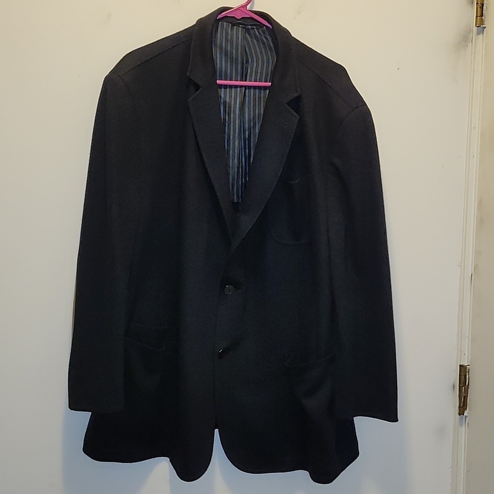 Flynt Blazer Mens 48L Navy Wool Elbow Patch Sport Coat